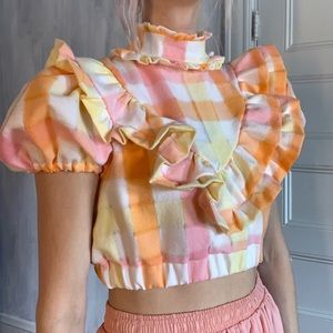 Plaid Edwardian style blouse